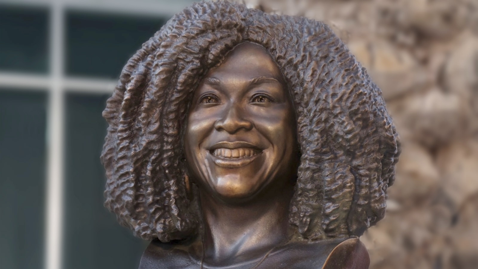 Bronze portrait bust of Shonda Rhimes at Television Academy Hall of Fame by Richard Becker