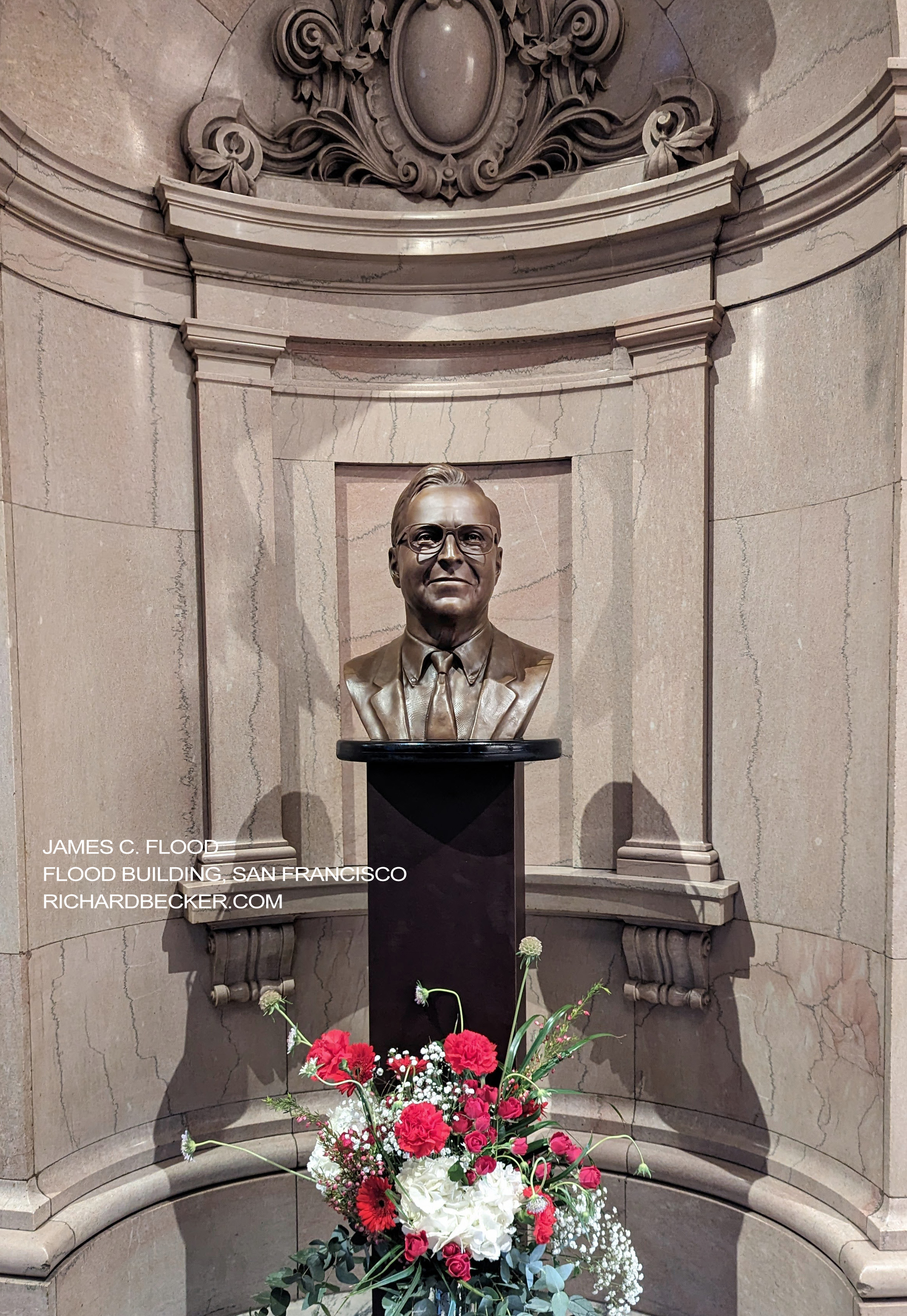 Jim James C Flood Bronze Bust Installed