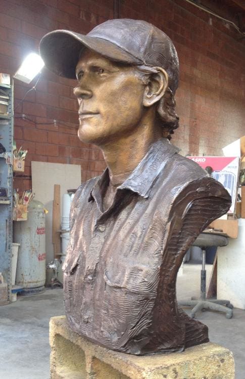 Ron Howards bronze bust after patina at foundry