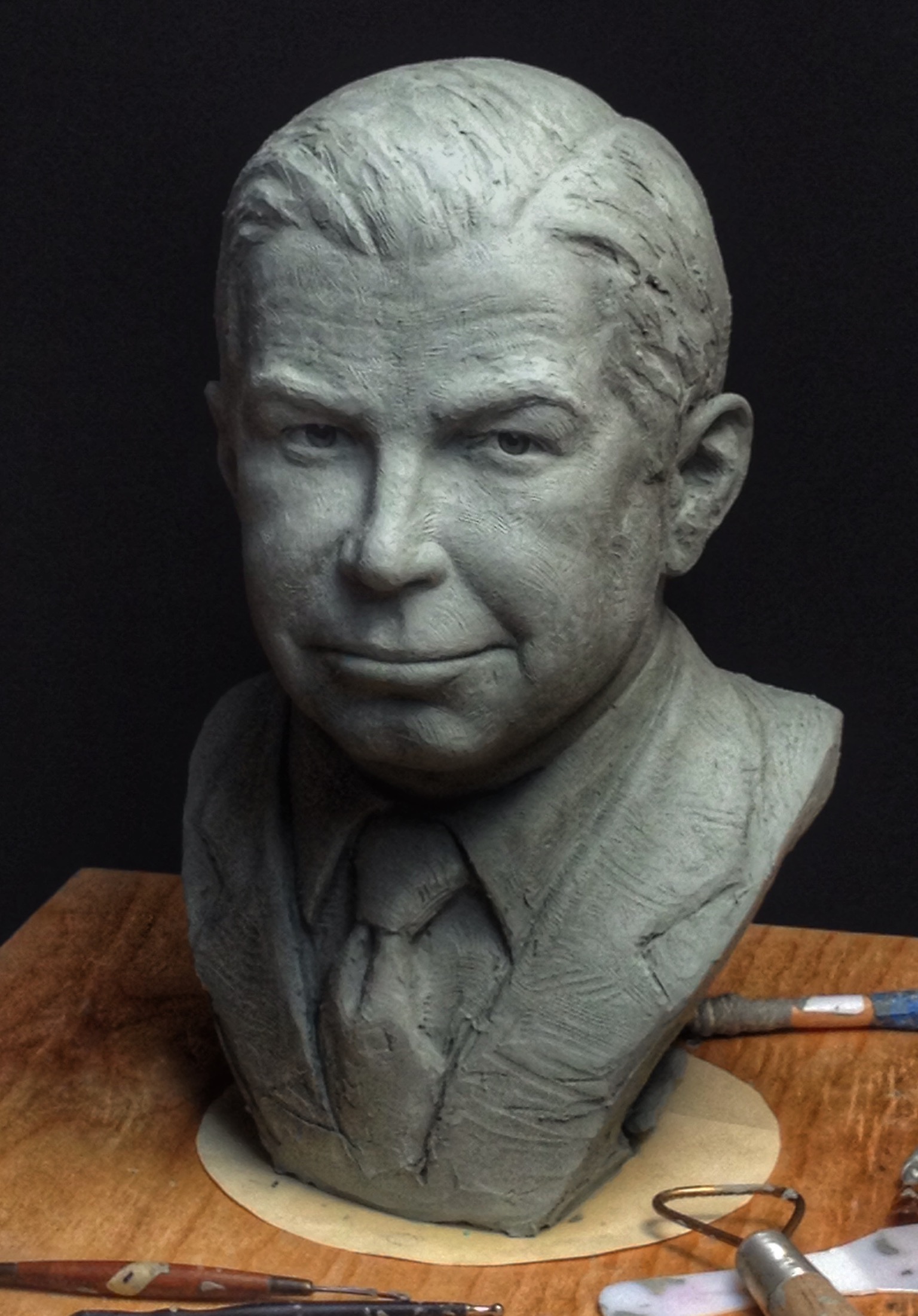 Sam Skaggs sculpted in clay by Richard Becker