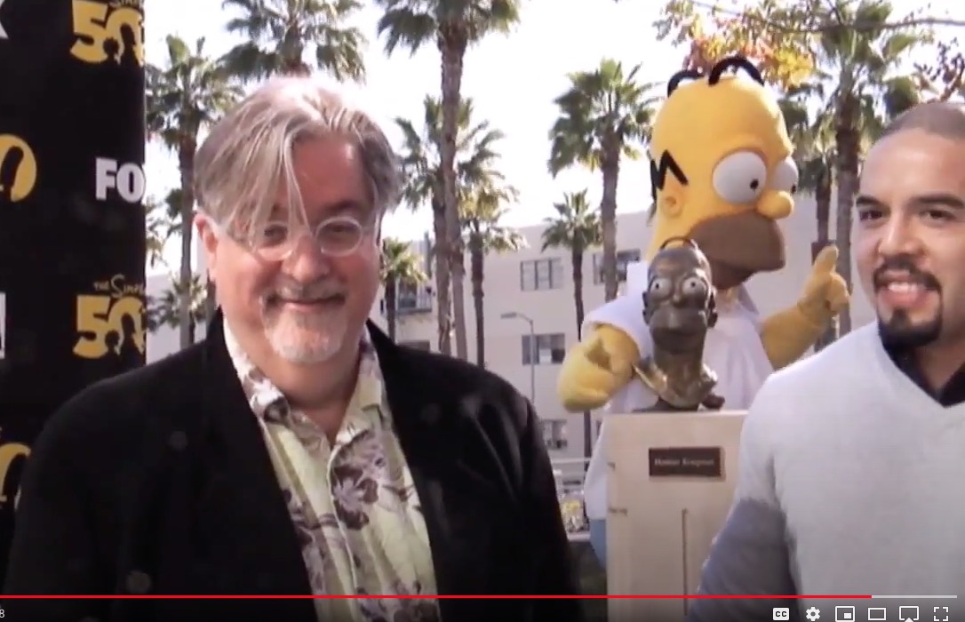 matt groening with homer simpson bust