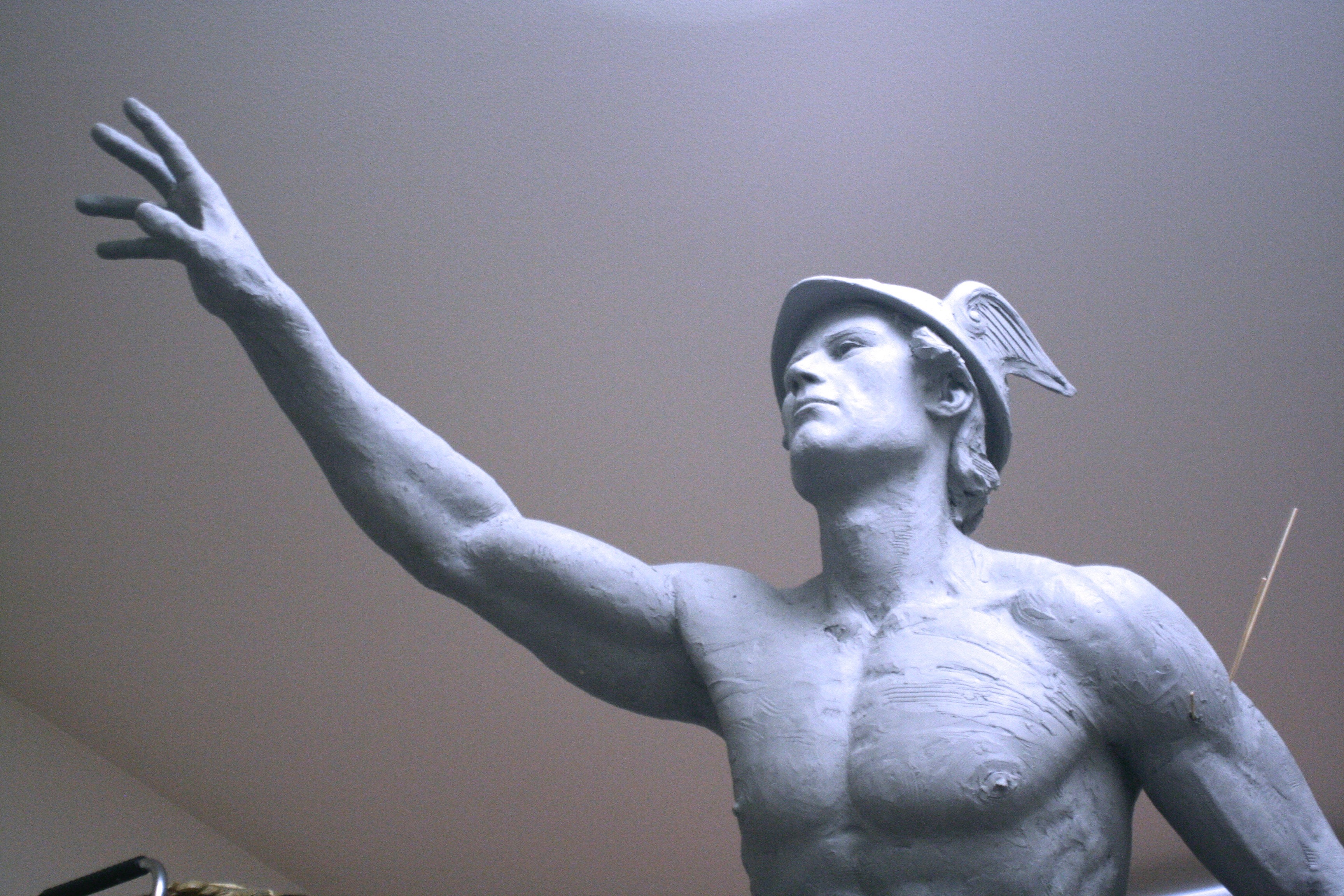 LAAC Mercury head and torso sculpture  in progress